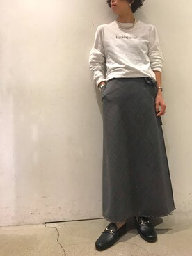 「uncut bound」｜「アイテム（スリッポン）」を使った、Yuka Ozawaさん（レディース・155cm）の春コーディネート