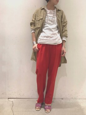 「BLOUSE（インポート）（ブラウス）のアイテム」を使った、Yuka Ozawaさん（レディース・155cm）の春コーディネート