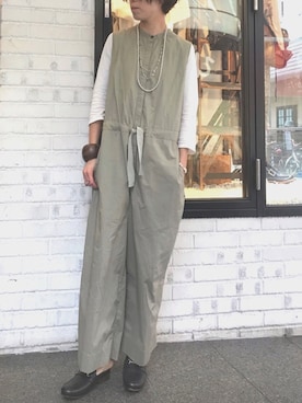「uncut bound」｜「アイテム（オールインワン・サロペット）」を使った、Yuka Ozawaさん（レディース・155cm）の春コーディネート