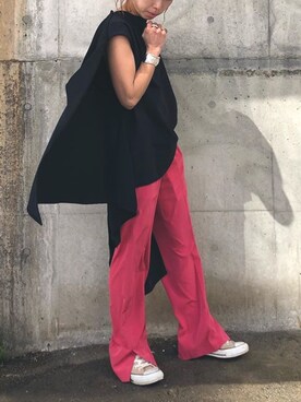 「08sircus（ゼロエイトサーカス）のアイテム」を使った、Yuka Ozawaさん（レディース・155cm）の夏コーディネート