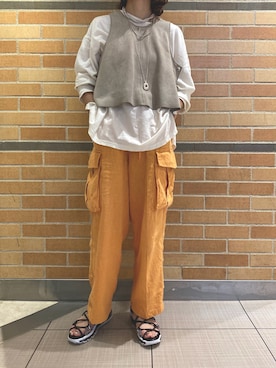 「VEGE（ベジ）のアイテム」を使った、Yuka Ozawaさん（レディース・155cm）の春コーディネート