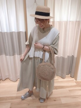 「Samansa Mos2 blue」｜「アイテム（シャツワンピース）」を使った、ᵀᴼᴹᴼᴹᴵさん（レディース・159cm）の春コーディネート