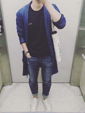 「RAGEBLUE（レイジブルー）のアイテム（その他アウター）」を使った、Andy Miaoさん（メンズ・173cm）の春コーディネート