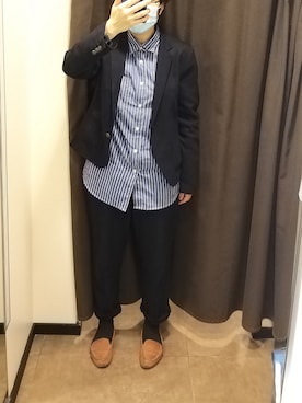 「blue」｜「アイテム（スラックス）」を使った、Akiraさん（レディース・155cm）の春コーディネート
