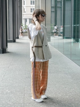 「Paul Smith（ポールスミス）のアイテム」を使った、Yurinaさん（レディース・165cm）の夏コーディネート