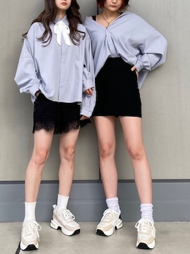 poyo × ユウ ×INTER FACTORY バルーン袖オーバートロミシャツ 新色追加⁄ユニセックス ファッションインフルエンサー poyo × ユウ