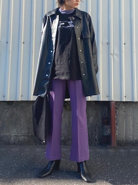 「アイテム（ライダースジャケット）」を使った、Yurinaさん（レディース・166cm）の冬コーディネート