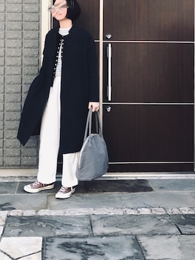 na.さんの「mizuiro-ind stand collar coat」を使ったコーディネート