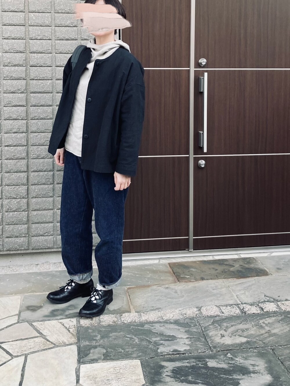 「シンプル、オトナカジュアル、春、オトナ女子、きれいめカジュアル」｜「evam eva vieのアイテム（ニット/セーター、グレー系）」を使った、na.さん（レディース・160cm）の冬コーディネートの1枚目の写真
