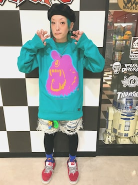 「ROLLING CRADLE（ローリングクレイドル）のアイテム（スウェット）」を使った、Juuunco.さん（レディース・155cm）の冬コーディネート