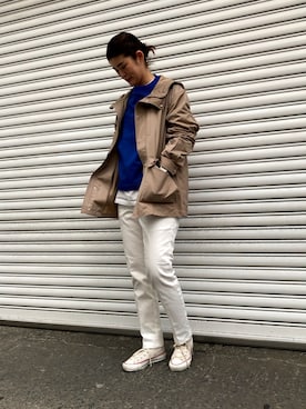 「JUNRED（ジュンレッド）のアイテム（マウンテンパーカー）」を使った、MOTOCHIKAさん（レディース・168cm）の冬コーディネート