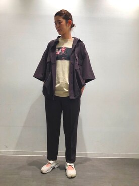 「JUNRED（ジュンレッド）の【AIR DRY/エアドライ】ワイドパンツ（その他パンツ）」を使った、MOTOCHIKAさん（レディース・168cm）の夏コーディネート