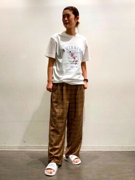 「JUNRED（ジュンレッド）のアイテム（サンダル）」を使った、MOTOCHIKAさん（レディース・168cm）の夏コーディネート