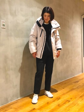 「JUNRED（ジュンレッド）のアイテム（ダウンジャケット/コート）」を使った、MOTOCHIKAさん（レディース・168cm）の秋コーディネート