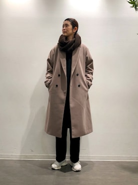「JUNRED（ジュンレッド）のアイテム（チェスターコート）」を使った、MOTOCHIKAさん（レディース・168cm）の秋コーディネート
