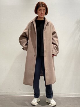 「JUNRED（ジュンレッド）のアイテム（ステンカラーコート）」を使った、MOTOCHIKAさん（レディース・168cm）の冬コーディネート
