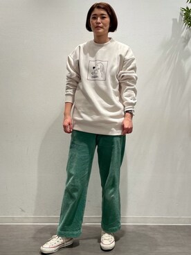 「2021年」｜「アイテム（スウェット）」を使った、MOTOCHIKAさん（レディース・168cm）の冬コーディネート