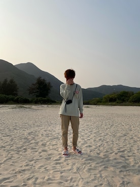 「nanamica（ナナミカ）のアイテム（Tシャツ/カットソー）」を使った、hinshiさん（メンズ・165cm）の春コーディネート