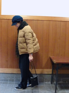 「アイテム（キャスケット）」を使った、まゆさん（レディース・167cm・40代）の冬コーディネート