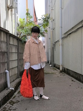 「SEEALL（シーオール）のアイテム（シャツ/ブラウス）」を使った、まゆさん（レディース・167cm）の春コーディネート