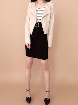「スピンドル」｜「アイテム（ジャケット/アウター）」を使った、miyaさん（レディース・157cm）の冬コーディネート