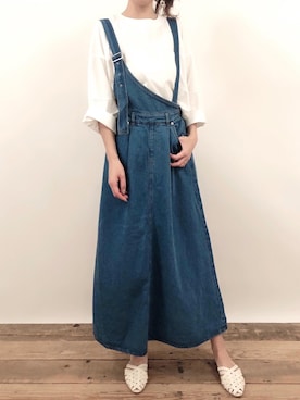 「DELYLE（デイライル）のアイテム（サロペット/オーバーオール）」を使った、miyaさん（レディース・157cm）の春コーディネート