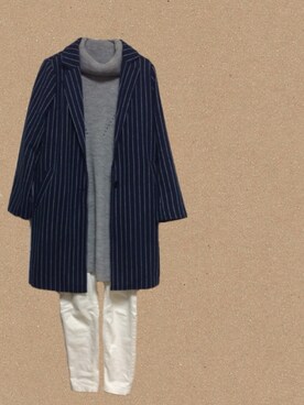 「URBAN RESEARCH（アーバンリサーチ）のアイテム（チェスターコート）」を使った、ⓗさん（レディース・166cm）の冬コーディネート