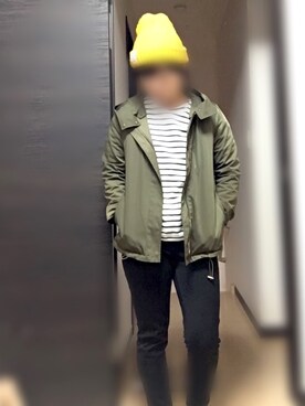 「マスタード」｜「アイテム（マウンテンパーカー）」を使った、A       さん（レディース・151cm）の秋コーディネート