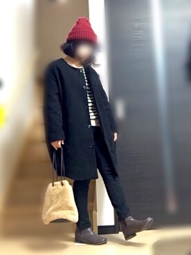 「DETAILS（ディテールズ）のアイテム（ノーカラージャケット）」を使った、A       さん（レディース・151cm）の冬コーディネート