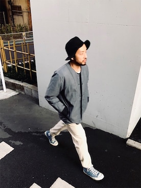 「BLANCK（ブランク）のアイテム（ジャケット/アウター）」を使った、bebeさん（メンズ・173cm）の秋コーディネート
