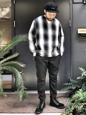 「BLANCK（ブランク）のアイテム（シューズ）」を使った、bebeさん（メンズ・173cm）の秋コーディネート