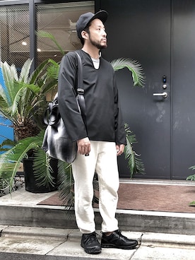 「BLANCK（ブランク）のアイテム（帽子）」を使った、bebeさん（メンズ・173cm）の秋コーディネート