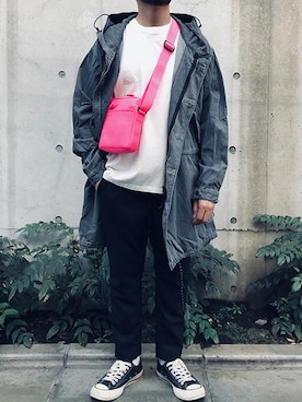 「BLANCK（ブランク）のアイテム（パンツ）」を使った、bebeさん（メンズ・173cm）の冬コーディネート