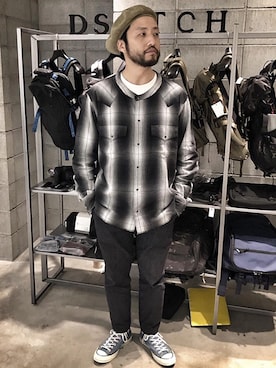 「BLANCK（ブランク）のアイテム（パンツ）」を使った、bebeさん（メンズ・173cm）の冬コーディネート