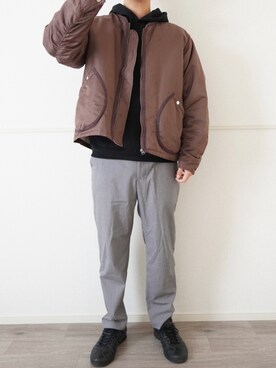 「kutir（クティール）のアイテム（MA-1）」を使った、ゆぷさん（メンズ・175cm）の冬コーディネート