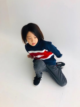 「息子コーデ」｜「アイテム（スウェット）」を使った、るるさん（キッズ・120cm）の秋コーディネート