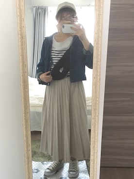 「fifth（フィフス）のプリーツロングマキシスカート（スカート）」を使った、すい.さん（レディース・158cm）の春コーディネート