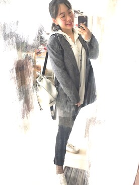 「アイテム（バックパック/リュック、シルバー系）」を使った、laria🎶さん（レディース・158cm）の春コーディネート
