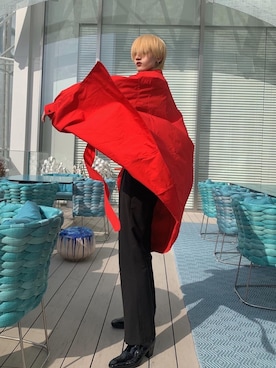 「アイテム（トレンチコート、レッド系）」を使った、たくまさん（メンズ・174cm）の春コーディネート
