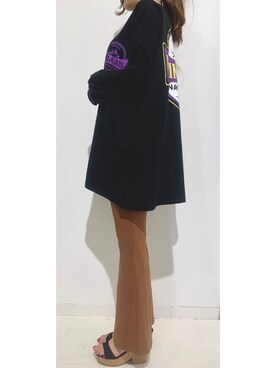 「ROGER AND RAW（ロジャーアンドロウ）のアイテム（Tシャツ/カットソー、ブラック系）」を使った、shizuka2154さん（レディース・163cm）の夏コーディネート