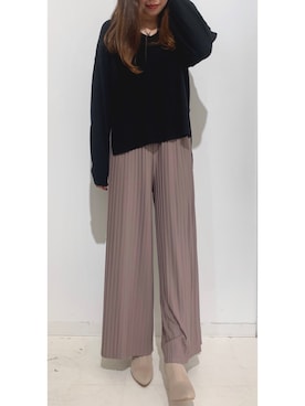 「DURAS（デュラス）のアイテム（ニット/セーター、ブラック系）」を使った、shizuka2154さん（レディース・163cm）の秋コーディネート