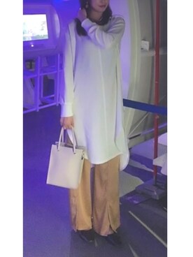 「Haru's ami（ハルズアミ）のアイテム（チュニック、ホワイト系）」を使った、shizuka2154さん（レディース・163cm）の冬コーディネート