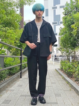 「アイテム（ドレスシューズ、パープル系）」を使った、なーさん（メンズ・165cm）の夏コーディネート