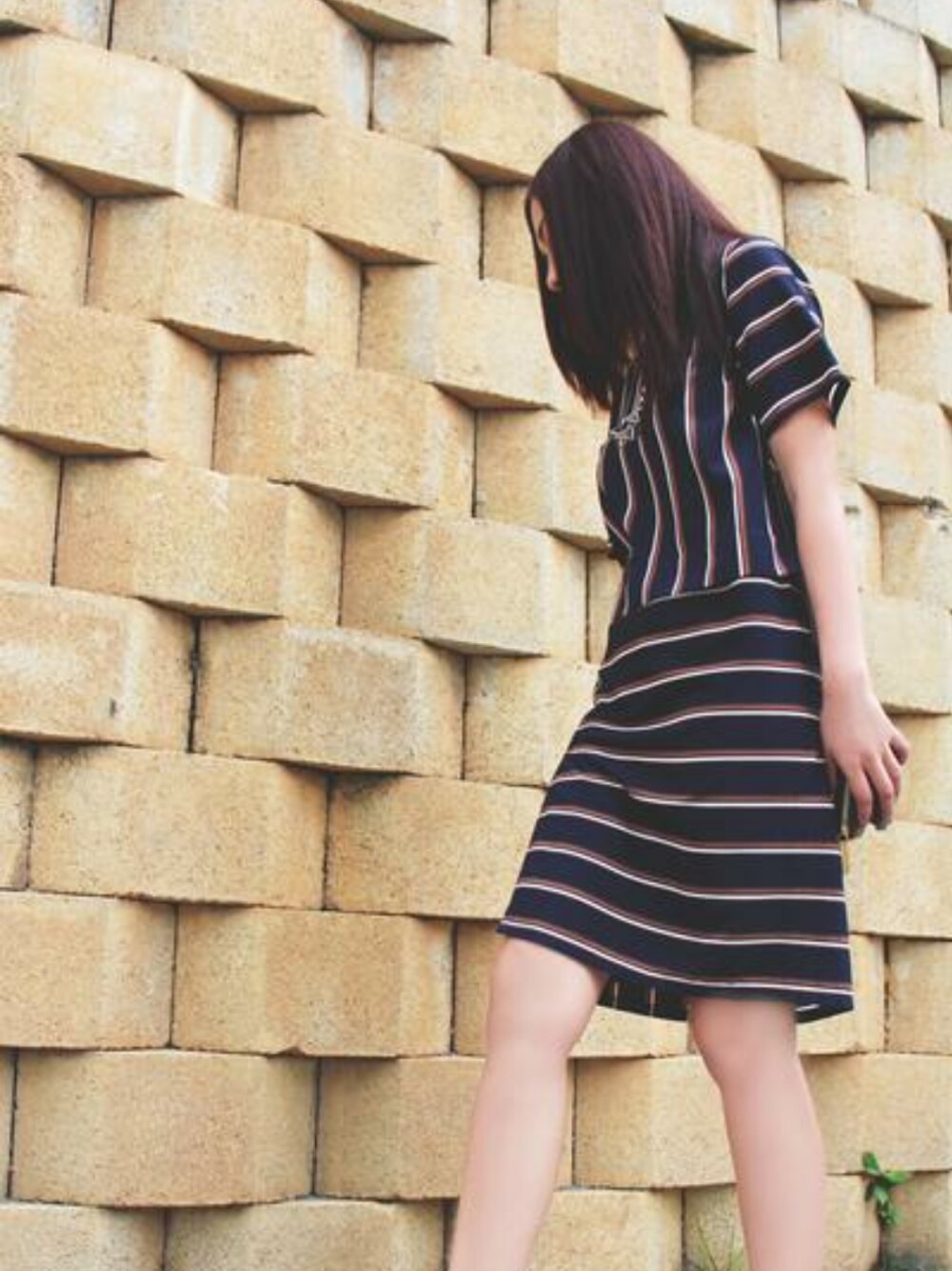 「summer、outfit、dress、stripe、pattern、blue、weekend」｜「mystatice.comのアイテム（ワンピース/ドレス、ブルー系）」を使った、joameshootさん（レディース・160cm）の夏コーディネートの1枚目の写真