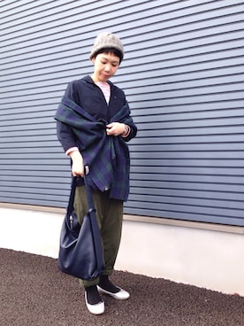 「ナチュラルスタイル」｜「アイテム（ニットキャップ/ビーニー）」を使った、kcocoronさん（レディース・160cm）の春コーディネート