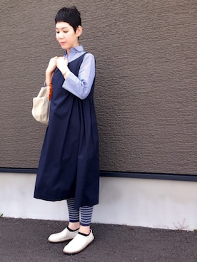 「ナチュラルスタイル」｜「アイテム（ジャンパースカート）」を使った、kcocoronさん（レディース・160cm）の春コーディネート