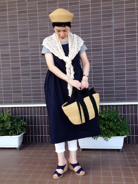 「ナチュラルスタイル」｜「アイテム（ジャンパースカート）」を使った、kcocoronさん（レディース・160cm）の夏コーディネート