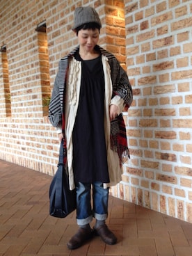 「ナチュラルスタイル」｜「アイテム（ニットキャップ/ビーニー）」を使った、kcocoronさん（レディース・160cm）の秋コーディネート