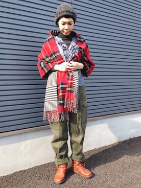 「ナチュラルスタイル」｜「アイテム（ニットキャップ/ビーニー）」を使った、kcocoronさん（レディース・160cm）の秋コーディネート