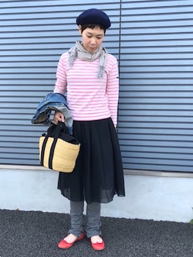 「セントジェームス」｜「アイテム（ハンチング/ベレー帽）」を使った、kcocoronさん（レディース・160cm）の春コーディネート